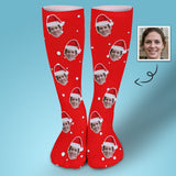 Custom Face Sublimated Crew Socks Red Socks Personalized Funny Photo Socks Gift for Christmas