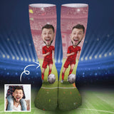 Custom Face Sublimated Crew Socks World Cup Soccer Football Personalized Pohto Face on Socks All Over Print Gift Unisex