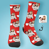 [Made In USA]Custom Face Couple Socks Love Heart Sublimated Crew Socks Personalized Picture Socks Unisex Gift for Men Women