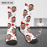 [Made In USA]Custom Face Love Balloons Socks Personalized Picture Sublimated Crew Socks Unisex Gift for Men Women