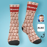 [Made In USA]Custom Face&Name Socks Faces On Socks Personalized Photo Cute Baby Sublimated Crew Socks