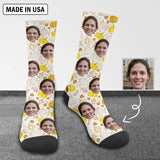 Custom Face Pumpkin Socks Personalized Photo Sublimated Crew Socks Unisex Gift for Men Women