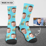 [Made In USA]Custom Faces Letter Socks Personalized Picture Sublimated Crew Socks Unisex Gift for Men Women