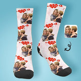 Custom Photo Socks Design Your Own Socks with Pictures Personalized Photo Love Couple Sublimated Crew Socks