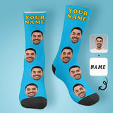 Face on Socks Custom Name Printed Photo Socks Personalized Hello Boyfriend Sublimated Crew Socks