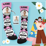 For Mom | Custom Face&Name Socks Best Mom Love Personalized MOM's Sublimated Crew Socks