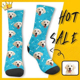 Happy Mother's Day | Custom Socks with Dog Face Printed Paw&Bone Pet Socks Personalized Sublimated Crew Socks for Mom