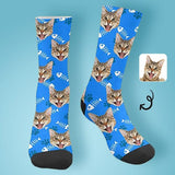 Personalised Pet Socks Custom Sublimated Crew Socks with Cat Face Funny Printed Photo Pet Socks Unisex Gift