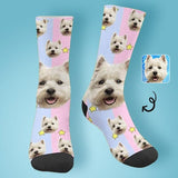 Personalised Pet Socks Pink Funny Custom Dog Face Socks Printed Photo Pet Socks Sublimated Crew Socks