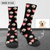 Personalised Socks with Dog Face Custom Love Pet Paw Socks Personalized Picture Sublimated Crew Socks Unisex Gift for Men Women