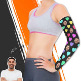 Custom Face Color Heart Ice Silk Sun Arm Sleeves UV Arm Cover Sleeve, Protection for Cycling, Running, Outdoor Sports
