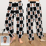 Custom Face Harem Pants Black White Grid Unisex All Over Print Personalized Yoga Pants