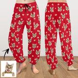 Custom Face Harem Pants Cat Love Red Unisex All Over Print Red Personalized Yoga Pants