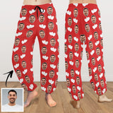 Custom Face Harem Pants White Heart Unisex All Over Print Red Personalized Yoga Pants