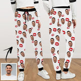 [High Quality] Custom Face Sweatpants Red Lips Unisex Personalized Closed Bottom Casual Sweatpants
