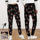 [High Quality] Custom Face Sweatpants White Stars Unisex Personalized Closed Bottom Casual Joggers