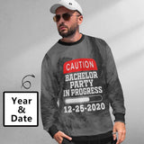 Custom Date&Year Caution Loose Sweatshirt Personalized Face All Over Print Crewneck Loose Sweatshirt
