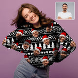 Personalized Face Christmas Black Ugly Women's Christmas Sweatshirts, Gift For Christmas Custom face Sweatshirt, Ugly Couple Sweatshirts