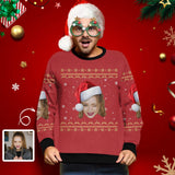 Personalized Face Christmas Hat Snowflake Ugly Men's Christmas Sweatshirts, Gift For Christmas Custom face Sweatshirt, Ugly Couple Sweatshirts