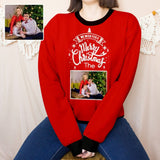 Personalized Photo Family Ugly Women's Christmas Sweatshirts, Gift For Christmas Custom Photo Sweatshirt, Ugly Couple Sweatshirts