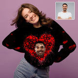 Custom Face Forever Love Women's Casual Crewneck Sweatshirt Personalized Long Sleeve Loose Sweatshirt