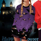 Custom Face Horrific Castle Women's Casual Crew Neck Sweatshirt Personalized Long Sleeve Loose Sweatshirt For Halloween