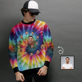 Custom Face Rainbow Loose Sweatshirt Personalized Face All Over Print Crewneck Loose Sweatshirt