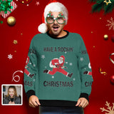 Personalized Face Santa Claus Green Ugly Men's Christmas Sweatshirts, Gift For Christmas Custom face Sweatshirt, Ugly Couple Sweatshirts