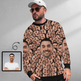 Custom Face Seamless Circle Loose Sweatshirt Personalized Face All Over Print Crewneck Loose Sweatshirt