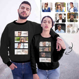 Custom Photo Couple Sweatshirt Personalized Stitching Matching Loose Sweatshirt for Him and Her Unisex Couple Crewneck Long Sleeve T-shirt