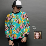 Men's Custom Face Loose Sweatshirt With Pineapple Personalized Face Loose Crew Neck Sweatshirt
