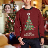 Personalized Face Christmas Tree Ugly Men's Christmas Sweatshirts, Gift For Christmas Custom face Sweatshirt, Ugly Couple Sweatshirts