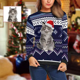 Personalized Face Diamond Pattern Ugly Women's Christmas Sweatshirts, Gift For Christmas Custom face Sweatshirt, Ugly Couple Sweatshirts