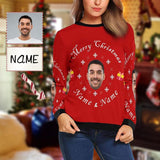 Personalized Face&Name Merry Christmas Santa Ugly Women's Christmas Sweatshirts, Gift For Christmas Custom face Sweatshirt, Ugly Couple Sweatshirts