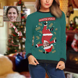 Personalized Face North Pole Ugly Women's Christmas Sweatshirts, Gift For Christmas Custom face Sweatshirt, Ugly Couple Sweatshirts