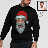 Personalized Face Santa Claus Ugly Men's Christmas Sweatshirts, Gift For Christmas Custom face Sweatshirt, Ugly Couple Sweatshirts