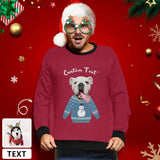Personalized Face&Text Pet Dog Snowman Red Ugly Men's Christmas Sweatshirts, Gift For Christmas Custom face Sweatshirt, Ugly Couple Sweatshirts