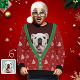 Personalized Pet Face Christmas Snowflake Tree Red Ugly Men's Christmas Sweatshirts, Gift For Christmas Custom face Sweatshirt, Ugly Couple Sweatshirts