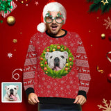 Personalized Pet Face Snowflake Elk Red Ugly Men's Christmas Sweatshirts, Gift For Christmas Custom face Sweatshirt, Ugly Couple Sweatshirts