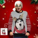 Personalized Pet Face Snowflake Elk Ugly Men's Christmas Sweatshirts, Gift For Christmas Custom face Sweatshirt, Ugly Couple Sweatshirts