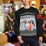 Personalized Photo Family Portrait Christmas Ugly Men's Christmas Sweatshirts, Gift For Christmas Custom Photo Sweatshirt, Ugly Couple Sweatshirts