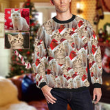 Personalized Photo Pets Christmas Ugly Men's Christmas Sweatshirts, Gift For Christmas Custom Photo Sweatshirt, Ugly Couple Sweatshirts