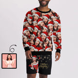 Custom Seamless Face Christmas Red Hat Men's Crewneck Sweatshirt&2in1 Pockets Shorts Set