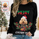 Personalized Pet Face&Text Wikimedia Commons Ugly Women's Christmas Sweatshirts, Gift For Christmas Custom face Sweatshirt, Ugly Couple Sweatshirts