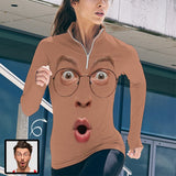 Custom Face Boyfriend Funny Sweatshirt Personalized Women's Half Zip Top Sports Long Sleeve Sweatshirt