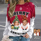 Personalized Face&Name Couple Snowflake Funny Ugly Women's Christmas Sweatshirts, Gift For Christmas Custom face Sweatshirt, Ugly Couple Sweatshirts
