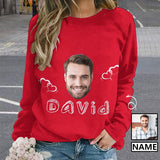 Personalized Face&Name Red Ugly Women's Christmas Sweatshirts, Gift For Christmas Custom face Sweatshirt, Ugly Couple Sweatshirts