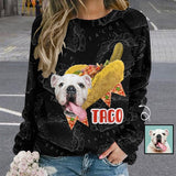 Custom Face Pet Dog Funny Women's Loose Sweatshirt Personalized Raglan Sleeve Crew Neck Sweatshirt