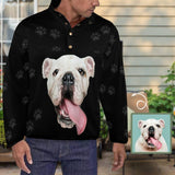 Custom Face Pet Dog Paw Print Loose Sweatshirts Personalized Men's Stand Collar Sweatshirts