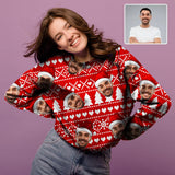 #SUPER DEAL for Christmas Personalized Face Christmas Red Ugly Women's Christmas Sweatshirts, Gift For Christmas Custom face Sweatshirt, Ugly Couple Sweatshirts